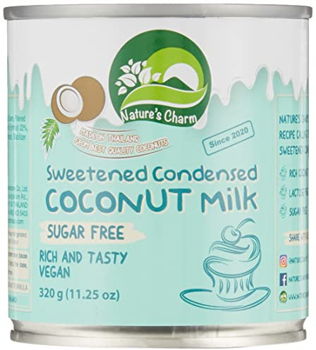 NATURE'S CHARN Leche de coco espesa y endulzada sin azúcar - Leche condensada vegana - óptimo para postres y repostería - 1 x 320 g