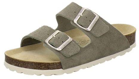 AFS-Schuhe 2100, Pantoletten Damen mit Fussbett echt Leder, praktische Arbeitsschuhe, Hausschuhe, Handmade in Germany (40 EU, Antilope Velour)