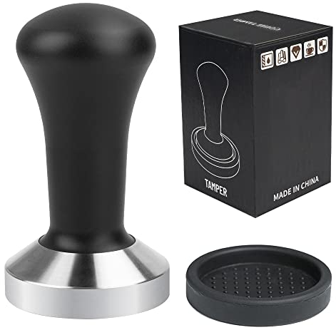 Ezebesta 51mm Kaffee Tamper Schwarz Aluminium Griff und 304 Edelstahl Base Espresso Barista Stempel Fuer Siebträger Kaffeemaschine Zubehör
