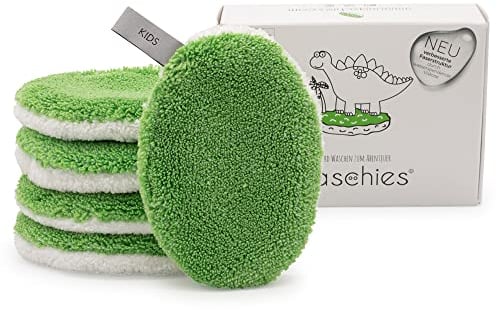 waschies KIDS Waschpads für Babys und Kinder, 5er Set Grün - Sanfte Reinigung nur mit Wasser, Wiederverwendbar, Hypoallergen, Supersoft, Made in Germany - Perfekt für Eltern und Kinder