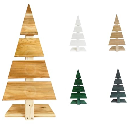 Floranica Holz-Weihnachtsbaum Naturholz Dekobaum Tanne 60x27cm Weihnachtsdekoration für Drinnen & Draußen Mini Holzbaum aus Lärchenholz Handgefertigt Kleiner Natur