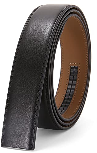 Nelbons Herren Gürtel Ratsche Automatik Gürtel für Männer 35mm Breit Ledergürtel, Ohne Schnalle (Schwarz N5, Länge 130cm Geeignet für 30-43 taille)