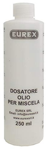 Eurex Misurino Dosatore Olio per Miscela 250 ml con Tappo, Scala Graduata e percentuali 2-4% 2,5-5% 3-6% (1)