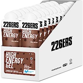 226ERS High Energy Gels Energétiques avec 50g de Cyclodextrine comme Hydrate et 80mg de Caféine, Alimentation Sportif pour Triathlon, Végétaliens, Café Expresso - 24 unités