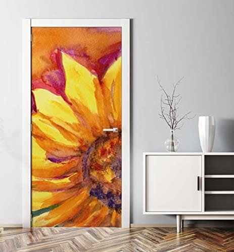 MyMaxxi - Tür bekleben mit Türtapete Türposter Türfolie Selbstklebend 90x200 Sonnenblume - Tür verschönern ? Türaufkleber Türklebefolie Baum Pflanze Blüte Mehrfarbig