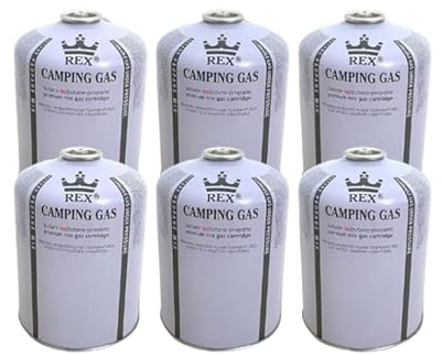 Campata Premium Gaskartuschen Set Butan-Propan-Isobutan gemischt Mix 100g-230g-450g Ventilkartuschen mit Schraubventil Gewinde für Gaskocher (6, 450g), Grau