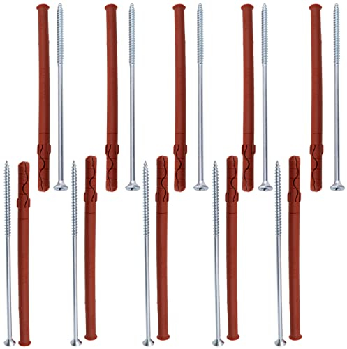 AERZETIX - C65108 - Satz von 10 Dübeln Ø10x180 mm für hohlziegel/porenbeton + 10 Schrauben Ø6x180 mit senkkopf - aus Nylon/Metall - Werkzeug Befestigung hohlmaterialien bauarbeiten Bohren