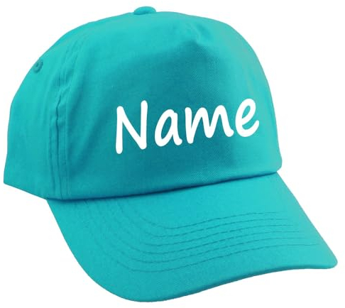 Elefantasie Personalisierte Cap für Kinder Baseball Kappe mit Name oder Wunschwort Bedruckt für Jungen und Mädchen Türkis