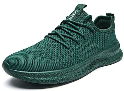 Tvtaop Mens Trainers Road Running Shoes Sneaker Gym Athletic Breathable Outdoor Sports Jogging Fitness Non Slip Lightweight Comfortable Casual Walking Shoes DarkGreen 8 UK