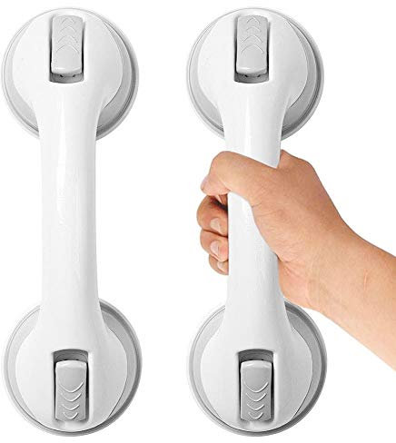 2 Stück Haltegriff Dusche ohne Bohren, Duschgriff mit Saugnapf und Schnellentriegelung, Badewannengriff Mobiler Haltegriff Portable für Badezimmer, Kinder und ältere Menschen-2 Stück