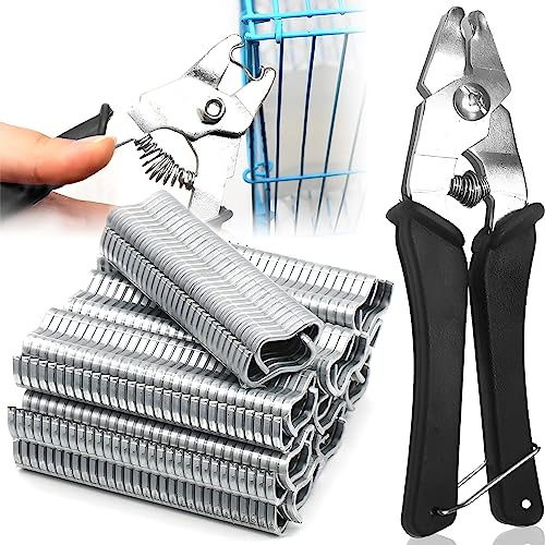 Pinze per Anelli di Maiale con 1200 Anelli Zincati Hog Ring Pliers kit Pinza per Recinzione Anelli di Maiale Zincati Pinza per Anelli di Maiale per Installazione di Recinzioni Gabbie Uccelli a Rete