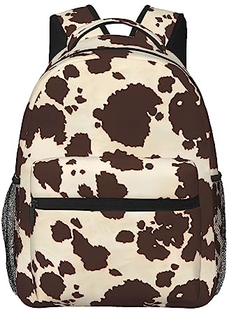DEHIWI Rucksack mit Kuhfell-Druck, leicht, für Reisen, Tagesrucksack, Laptop-Rucksack für Damen und Herren, Schwarz , One size