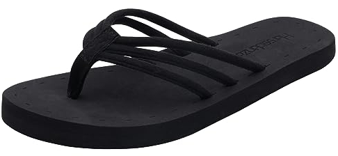 Harssidanzar Damen Flip Flops Sommer Strand String Sandalen Leicht mit Arch Support KL221EU,Schwarz, Größe 40