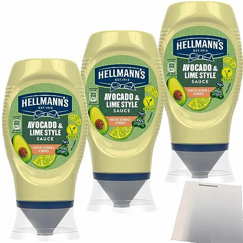 Hellmann´s Advocado & Lime Style Sauce Perfekt zu Bowls und Wraps 3er Pack (3x250ml Flasche) + usy Block