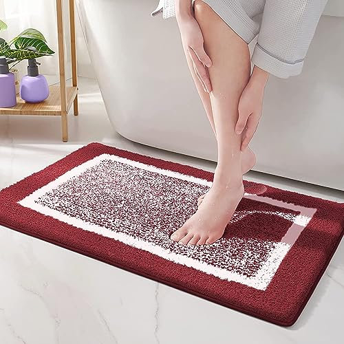 YverLand Tapis de bain pour baignoire ou plateau de douche antidérapant et à séchage rapide, grâce à ses absorbants et douces microfibres. (50 x 75, rouge)