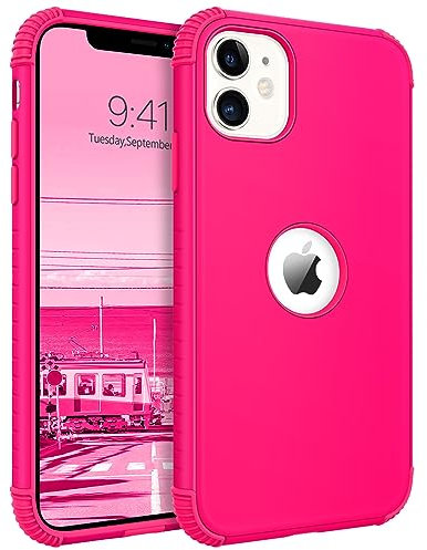 BENTOBEN for iPhone 11 Case, Phone Case iPhone 11, Heavy Duty 2 in 1 Full Rugged Shockproof Protection Hybrid Hard PC Bumper Drop Protective Girls Women Boys Men Cute iPhone 11 Cover, Hot Pink Design
