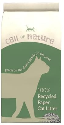 Call of Nature Katzenstreu aus recyceltem Papier, biologisch abbaubar, Geruchskontrolle, staubfrei, Nicht klumpend, 28 Liter