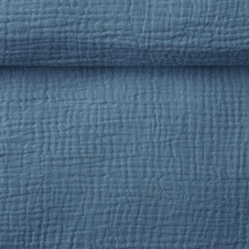 Textrend Doppelter Gaze-Musselin Stoffe Meterware - Stoff zum Nähen - Musselin - Weiches Antiallergisches Material - Textilien 1x1.45m - Stoffe Meterware (Verblichener Denim)