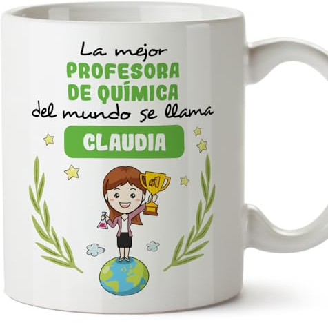 MUGFFINS Tazas Personalizadas para PROFESORA DE QUÍMICA mujer - En Español - Eres Mejor del Mundo - 11 oz / 330 ml - Regalo Personalizable original y divertido