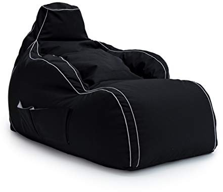 Game Over Videospiel Sitzsack Liegestuhl | Drinnen Draußen Wasserbeständig Gaming Bean Bag | Seitentaschen Headset-Halter | Ergonomisches Design für Entspannte Spieler (Cosmic Smoke)