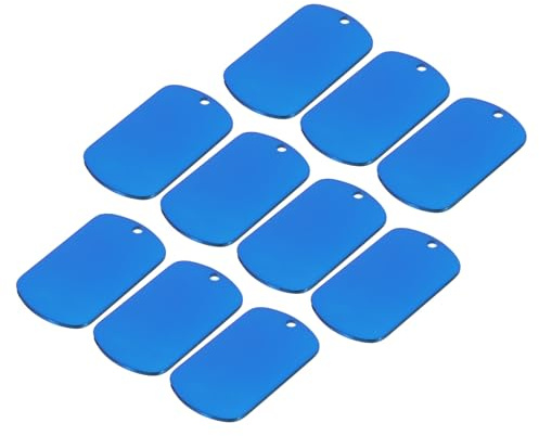 sourcing map Blanko-Tags aus Metall, 5 x 2,8 cm, blau, blanko, Hundemarken, DIY-Gravur, blanko, für Haustier-Erkennungsmarken, Anhänger, Dekoration, Bastelanhänger, 10 Stück
