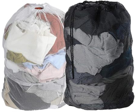 SYEYCW 2 Piezas Bolsas de Red para Lavandería, 60 x 90cm Reutilizable Bolsa Organizadora para Lavadora, Bolsa para Lavadora Cordón con Cerradura, para Ropa, Abrigos, Almacenamiento de Juguetes