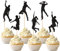 24 Stück Jump Trampolin Tortendeko Glitzer Sport Fitness Cupcake Toppers für Let's Jump Thema Kuchen Deko Baby Dusche Geburtstag Party Kuchen Dekorationen Schwarz
