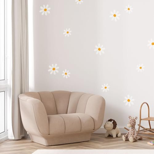 Unik Nordic Wandsticker Daisy Gänseblümchen Motiv A, S - 32,5 x 37,5 cm, Aufkleber für die Wand, Wandtattoo rückstandslos entfernbar, Wanddekoration für Kinderzimmer & Babyzimmer, Wandaufkleber Blumen