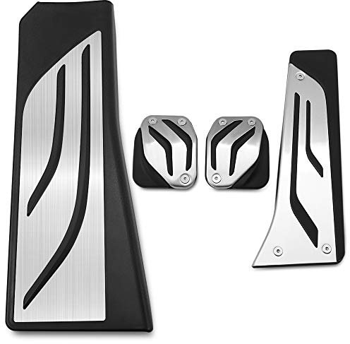 Auto Pedal Abdeckung,Pedalkappen Keine Bohrungen AT & MT. FIT-VERWENDUNG FÜR BMW 5 6 7 Serie E65 E67 E68 F01 F02 F10 F10 F07 F12 F13 F13 Gasbremskupplung Fußstützepedalkissen ersetzen(LHD MT Full Set