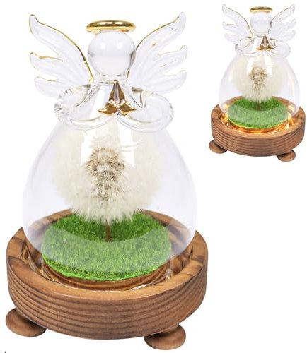 Qunkun Pusteblume Im Glas, Wunscherfüller LED Deko, Engel, Geschenke Für Frauen, Schwester, Oma, Großeltern