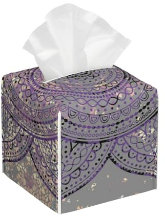 Taschentuchbox-Abdeckung, Mandala, rund, dekoratives Ornament, Muster, Serviettenbox, Halter, quadratisch, für Kosmetiktücher, dekorativ auf Tisch und Badezimmer oder Büro