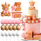 Baby Bear Cake Decorations Pink Bear Baby Shower Cake Topper Bears Train Cake Decoration Baby Shower Birthday Cake Decoration