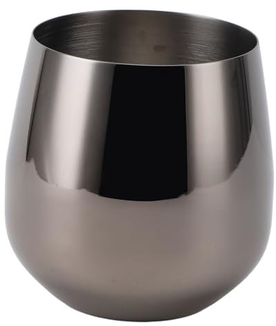 Verre à Vin Incassable en Acier Inoxydable, en Forme D'œuf sans Pied, Portable de 550 Ml pour la Dégustation de Cocktails au Bar et les événements en Plein Air (placage noir)