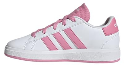 adidas Unisex - Bambini e Ragazzi Grand Court Lifestyle Tennis Lace-up Shoes, Ftwr Bianco Bliss Rosa Nucleo Nero 2, 34 EU