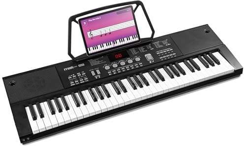 MAX KB15 Electric Keyboard for Kids, 61-Key Beginner Electronic Music Piano with Microphone, Portable Childrens Keyboard Includes 6 Months Online Lessons