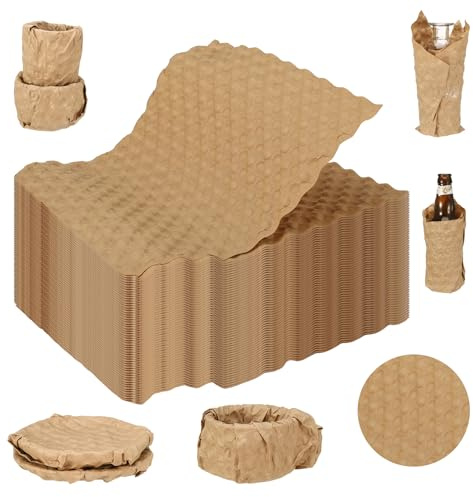 Candcamp 100Pcs Paper Cushioning Wrap, 29x30 cm Packaging Paper Set, Kraft Packaging Paper Alternative to Plastic Bubble Filler for Moving Fragile Delicate Items