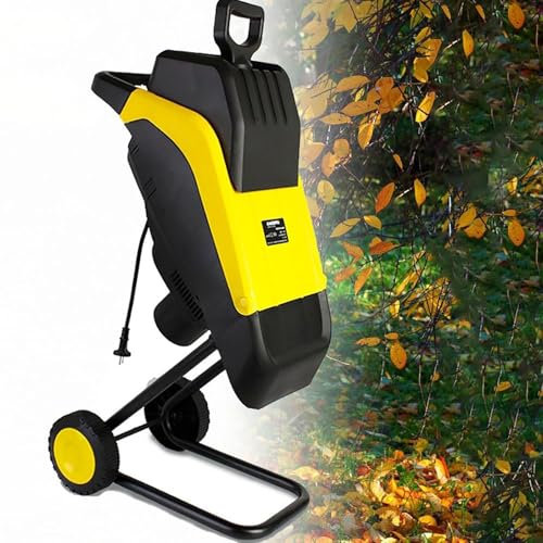Trituratore da giardino, Trituratore elettrico for rami di foglie, Trituratori e cippatori da giardino da 2500 W, Trituratore da giardino elettrico da 4500 giri/min con sacco di raccolta e cavo di ali
