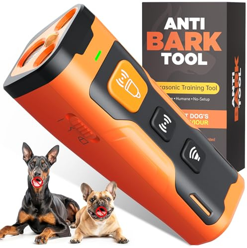 Feycig Dog Bark Deterrent Devices,Ultrasonic Bark Stopper with 3X Sonic Emitters,Anti Barking Device for Dogs - Indoor & Outdoor