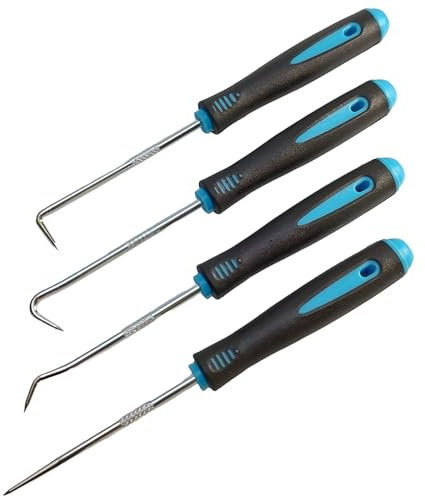 Pick & Haken Set, O-Ring Werkzeug, 4-tlg., insb. zum Entfernen und (Wieder-) Anbringen von Dichtungen beim Fahrzeug-Ölservice