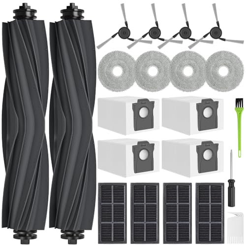 DrRobor Recambios para Dreame X40 Ultra, X40 Ultra Complete y L40 Ultra Aspiradora 2 Cepillos Principales, 4 Bolsas para el Polvo, 4 Filtros HEPA, 4 Cepillos Laterales, 4 Paños para Fregonas