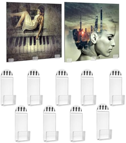 AOEVUIR 9 Pcs Expositor de Vinilos de Pared de Soportes de Acrílico Transparente Autoadhesivos para Vinilos y CD