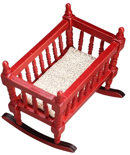 Dockspjälsäng Docksängar 1:12 Möbel Dockvagga | 1:12 Miniatyr Träsäng Doll Bassinet för Room, DIY Craft Doll Möbeltillbehör