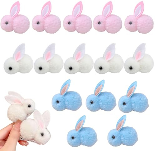 15 Stück Kaninchen Filzen Wolle Mini Dekoration, Kaninchen Deko, Kaninchen Dekoration, FilzKaninchen Klein Kaninchen Figuren Streudeko Gefilzte Verzierungen für Kostüm DIY Dekoration Wand Hut Deko