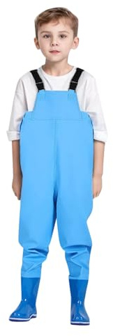 Générique Tuta da giardinaggio, pantaloncini da petto per bambini, pantaloncini da pesca per bambini, stivali da caccia impermeabili con stivali, tuta agricola per bambini, blu, 5-6 Anni