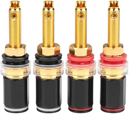 Kueohse Set di 4 morsetti per altoparlante Hifi, rame puro, accessori di collegamento per connettori a banana femminile