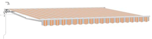 vidaXL Elektrische ausziehbare Markise Blau, Orange, Weiß 4,5 × 3 m, Garten Schattenlösungen, modernes Freiluftzelt, ausziehbares Markisen, elektrische Sonnenschutz, Verstellbarer Schirm