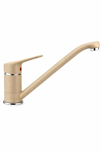 BASIK Avena Signature – Rubinetto Cucina Beige Effetto Pietra, Miscelatore Monocomando 360°, Ottone Resistente, Installazione Standard, Design Moderno Premium