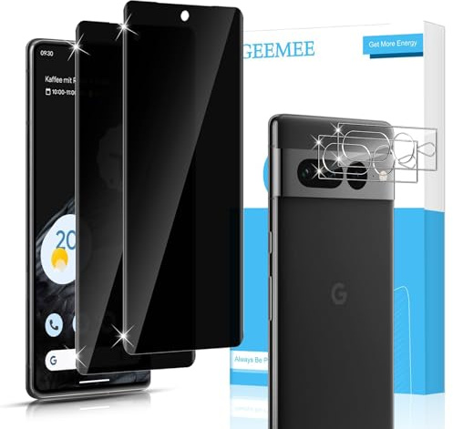 GEEMEE para Google Pixel 7 Pro 3D Protector de Pantalla de Privacidad,2+2 Piezas Anti-espía Protector+ Protector de Lente de cámara, Alta Sensibilidad, Sin Burbujas Cristal