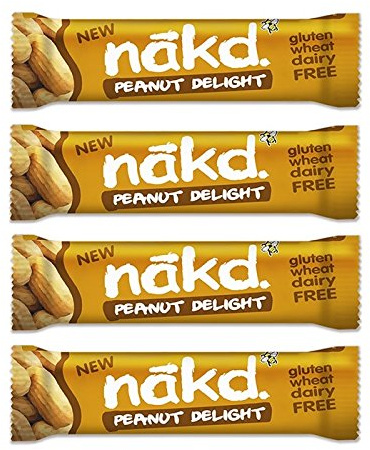 Peanut Delight - Nakd Raw Fruit Nut Bars 35g Each - Gluten Wheat Dairy Sugar Free (Pack of 4)