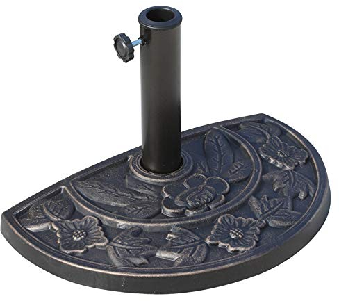 Outsunny Sonnenschirmständer aus Edelstahl Schirmständer mit Griffe, halbrund Schirmhalter, Schirmgewichtfür Sonnenschirm Ø3,8-Ø4,8 cm, für Balkon, Terasse, Garten, Bronze